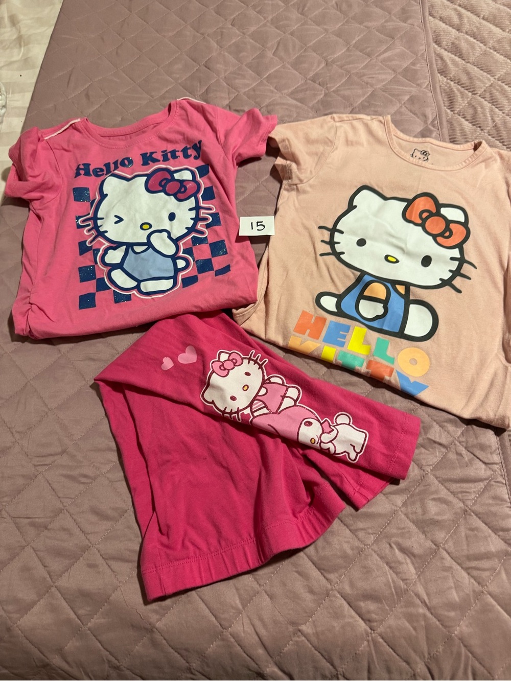Hello Kitty Kids Short-Sleeve Pajama Tops in Pink & Peach